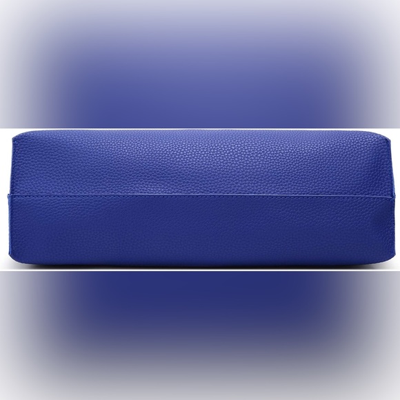 ROYAL BLUE PEBBLED SOFT FAUX LEATHER TOTE SHOULDER BAG - Picture 4 of 5